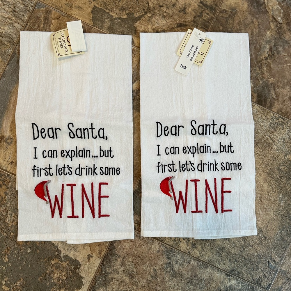 Dear Santa Kitchen Towels - White and Red